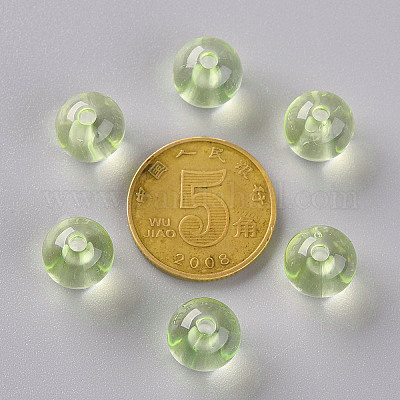 透明なアクリルビーズ  ラウンド  淡黄色  10x9mm  穴：2mm  約940個/500g&nbsp;MACR-S370-A10mm-728-1