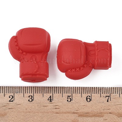 シリコンビーズ  ボクシング​​グローブ  レッド  28.5x22x16mm  穴：2mm&nbsp;SIL-I013-02A-1