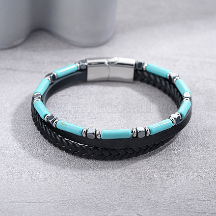 Wholesale Column Synthetic Turquoise Braided PU Leather 3-Strand