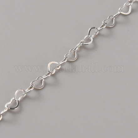 スターリングシルバーのハートリンクチェーン925個  ハンダ付け  銀  3.3x2.1x0.4mm&nbsp;STER-TAC0003-02S-01-1
