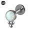 G23 Titanium Threadless Labrets, with Imitation Opal, Stainless Steel Color, Lollipop, 6mm, Pin: 1.2mm