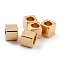 Brass Spacer Beads, Cadmium Free & Lead Free, Long-Lasting Plated, Cube with Round Hole, Real 24K Gold Plated, 3x3x3mm, Hole: 1.8mm