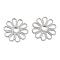 Brass Cabochons, Etched Metal Embellishments, Flower, Real Platinum Plated, 16x15.5x0.7mm