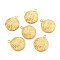 Brass Pendants, Half Round with Grid Pattern, Real 18K Gold Plated, 24x20x5.8mm, Hole: 1.8mm