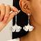 Alloy Dangle Stud Earrings, Platinum, Leaf, 50mm