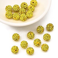 A級ラインストーンビーズ  パヴェボールディスコビーズ  樹脂と陶土  ラウンド  きいろ  pp9（1.5mm）  1.6mm  穴：8mm&nbsp;RB-B025-22