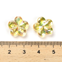透明アクリルビーズ  プラム  ABカラーメッキ  ゴールデンロッド  13.5x14.5x4.5mm  穴：1.8mm  約1111個/500g&nbsp;PACR-H004-01D