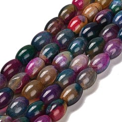天然石瑪瑙ビーズ連売り  ボンゴの形  染め＆加熱  ドラム  ミックスカラー  13~14x10mm  穴：1.2mm  約28個/連  15.16''（38.5センチメートル）&nbsp;G-B079-E01-01D
