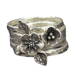 3Pcs Flower Brass Stackable Finger Rings for Women&nbsp;FS-WG45278-04