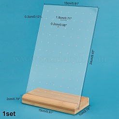 アクリルピアスディスプレイ  木製台座付き  長方形  透明  15x7x2cm&nbsp;EDIS-WH0009-06B