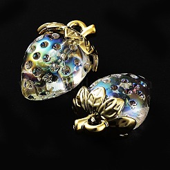 透明なアクリルパーツ  イチゴのチャーム  透明  32x23x14.5mm  穴：2.5mm&nbsp;MACR-K335-04A-01