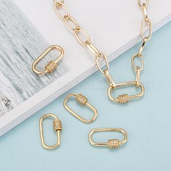 Brass Micro Pave Clear Cubic Zirconia Screw Carabiner Lock Charms&nbsp;ZIRC-T010-10