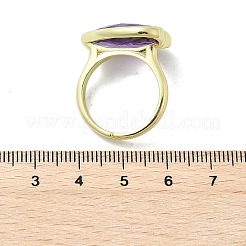 ハート真鍮天然アメジスト指輪  長持ちメッキ  20x18mm  内径：18mm&nbsp;X-RJEW-D304-01G-A