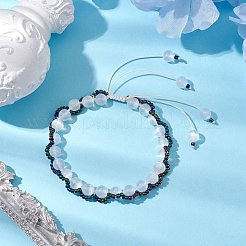 Round Natural Selenite Braided Beaded Bracelets&nbsp;BJEW-JB10363