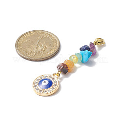 Chakra Gems Chip Evil Eye Pendant Decorations&nbsp;HJEW-JM01005
