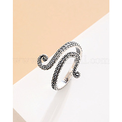 女性用スターリングシルバーオープンカフリング925個  タコ  アンティークシルバー  内径：16~19mm&nbsp;FS-WGB1724-01
