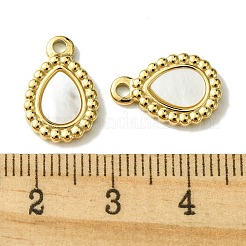 イオンプレーティング(IP) 304 ステンレススチール パヴェシェル ティアドロップチャーム  14KGP本金メッキ  15x10x2mm  穴：1.6mm&nbsp;FIND-Z028-21G