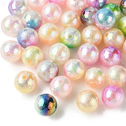 50Pcs UV Plating Opaque Rainbow Iridescent Acrylic Beads&nbsp;SACR-CJ0001-42