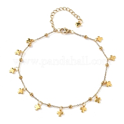304 Stainless Steel Cable Chain Cross Tassel Anklets for Women&nbsp;AJEW-AN00676