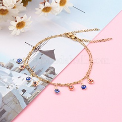 Evil Eye Lampwork Charm Anklets Sets&nbsp;AJEW-AN00421