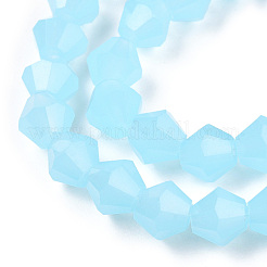 ジェイド風ガラスビーズ連売り  多面カット  双円錐形  ライトスカイブルー  6x5.5mm  穴：1.2mm  約45~47個/連  9.65~9.84インチ（24.5~25cm）&nbsp;EGLA-A039-J6mm-D03