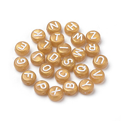 アクリルビーズ  水平穴  混合文字  フラットラウンド  ホワイト  7x4mm  穴：1mm  約3700個/500g&nbsp;MACR-Q223-02B