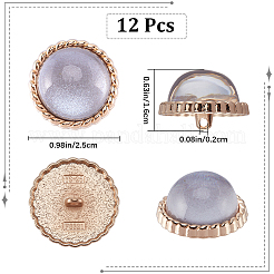 ABSプラスチックシャンクボタン12個  ライトゴールドトーン合金のパーツと  1穴  半円  ゲインボロ  25x16mm  穴：2mm&nbsp;BUTT-GF0003-47C