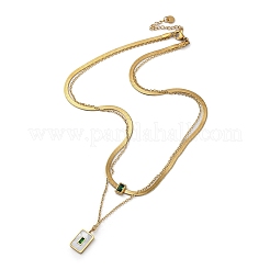 304 Stainless Steel Cable & Herringbone Chains Double Layer Necklace&nbsp;NJEW-C022-03G