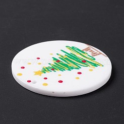 クリスマスアクリルパーツ  diyのイヤリングパーツ  クリスマスツリーとフラットラウンド  ライムグリーン  29.5x2mm  穴：1.4mm&nbsp;SACR-G018-02B