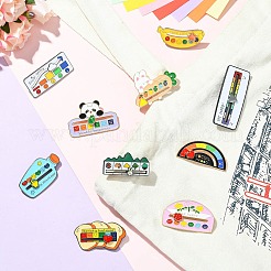 10Pcs 10 Styles Mood Social Battery Sliding Enamel Pins&nbsp;JEWB-CJ0001-52