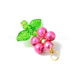 10色のパールガラスパールペンダント10個  花  アクリルと銅線を使用  ミックスカラー  26.5x17.5x6mm  穴：3.5mm&nbsp;PALLOY-JF03388