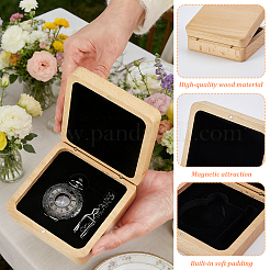 木製バッジ梱包用マグネットボックス  内側のベルベットと  正方形  小麦  10.3x10.3x3.9cm&nbsp;CON-WH0043-307