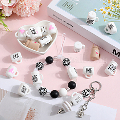 20Pcs 7 Styles Straw Cup with Word Food Grade Eco-Friendly Silicone Focal Beads&nbsp;SIL-SC0002-17