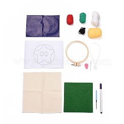 パンチ刺繡スターターキット  プラスチック刺繡フープを含む  合金針  パンチ針ペン  ファブリック  フェルト  スレッダー  水抜きペンと5色の糸  スター  ミックスカラー  43~210x19~200x0.05~9.5mm&nbsp;DIY-E039-04