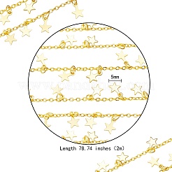 真鍮製アズキチェーン  チャーム  ハンダ付け  長持ちメッキ  スター  18KGP本金メッキ  1.6x2x0.4mm  2 M /箱&nbsp;CHC-SZ0001-18