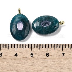天然アパタイトとキュービックジルコニアのペンダント  真鍮のループが付いた楕円形のチャーム  ゴールドカラー  21.5x13x6.5mm  穴：1.8mm&nbsp;X-G-Z076-01G-09
