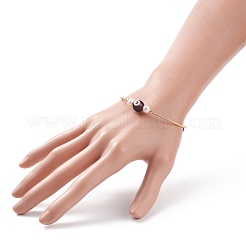 Natural Amethyst & Evil Eye Lampwork & Natural Pearl Beaded Bangle&nbsp;BJEW-JB08463-03
