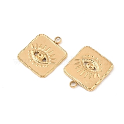 304ステンレスペンダント  目の正方形  イオンプレーティング（ip）  18KGP本金メッキ  15x13x1mm  穴：1.6mm&nbsp;X-STAS-D390-42G