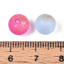 ペイントガラスビーズを焼く  ラウンド  金粉付き  ミックスカラー  8~8.5mm  穴：1.2~1.5mm  約1430個/1000g&nbsp;DGLA-N014-8mm-01