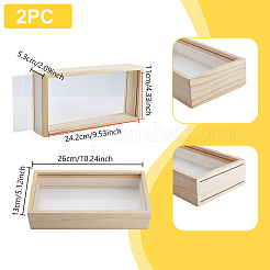 Rectangle Double Sided Clear Acrylic with Wood Display Cases&nbsp;ODIS-WH0038-237B