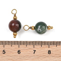 天然石インディアン瑪瑙ペンダント  ラウンドチャーム  304ステンレススチール製金具付き  18KGP本金メッキ  イオンプレーティング（ip）  19.5~20x8~8.5mm  穴：3mm&nbsp;GG-CBA5E56-07G-03