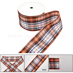 2 Rolls 2 Colors Tartan Pattern Polyester Ribbon&nbsp;OCOR-GF0005-36