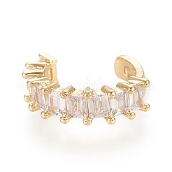 Brass Micro Pave Clear Cubic Zirconia Cuff Earrings&nbsp;EJEW-M195-10G