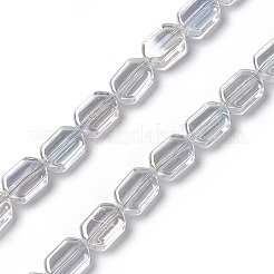 電気メッキガラスビーズセット  ABカラーメッキ  長方形  透明  9.5x6~6.5x3.5mm  穴：1mm  約68個/連  25.59''（65センチメートル）&nbsp;EGLA-L042-AB01