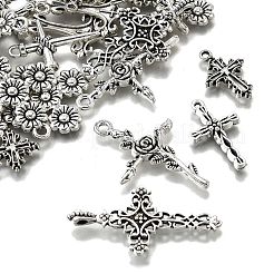 35pcs7スタイルチベットスタイルアロイペンダント  カドミウムフリー＆ニッケルフリー＆鉛フリー  クロス  アンティークシルバー  20~38x13~26x2~4.5mm  穴：1.4~2.5mm  5個/スタイル&nbsp;TIBE-FP0001-20