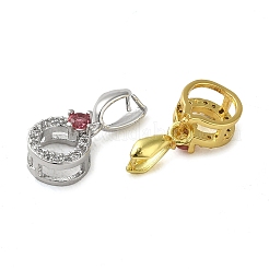 Rack Plating Brass Micro Pave Clear Cubic Zirconia Ice Pick Pinch Bails&nbsp;KK-K340-18