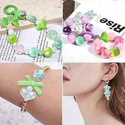 約 150 個 DIY アクリル & プラスチックビーズジュエリー作成検索キット  ライム  5.5~34x6~20x5.5~12.5mm  穴：1.3~3.7mm&nbsp;DIY-CJ0002-33