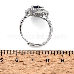 真鍮マイクロパヴェキュービックジルコニア調節可能な女性用リング  オーバル  プラチナ  内径：19mm&nbsp;LS-RJEW-C118-08P