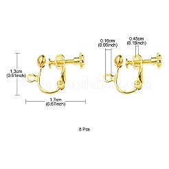 ラックメッキ真鍮ねじクリップオンイヤリングパーツ  スパイラルイヤークリップ  ゴールドカラー  13x17x4.5mm  穴：1.6mm&nbsp;KK-YW0001-10G