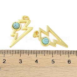 天然＆合成混合原石のペンダント  304ステンレススチール製稲妻チャーム、丸カン付き  18KGP本金メッキ  23x14x3.5mm  穴：2.5mm&nbsp;STAS-P366-03G